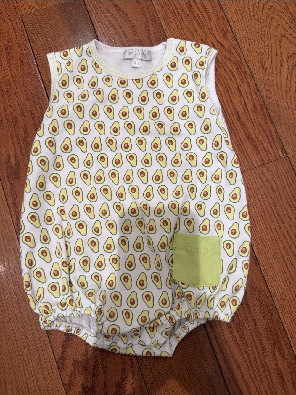 Magnolia Baby Avocado Print Romper - White and Green